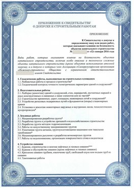 Приложение к свидетельству о допуске к строительным работам Забайкальск СРО в строительстве