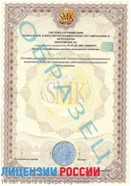 Образец сертификата соответствия (приложение) Забайкальск Сертификат ISO 13485